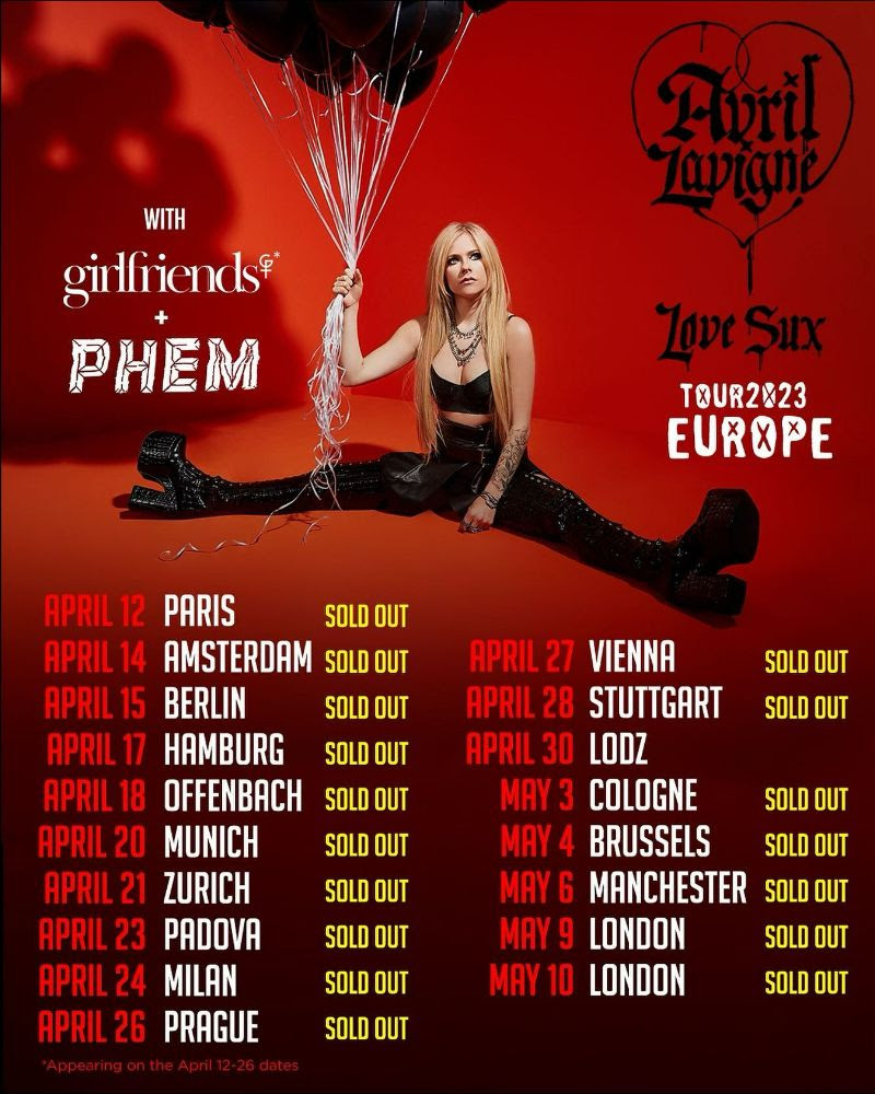 Avril Lavigne, Girlfriends, Phem - European Tour 2023