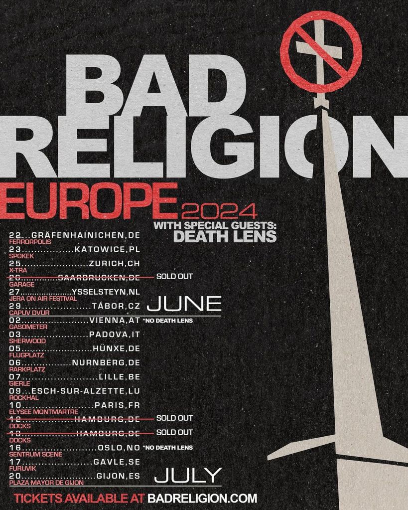 Bad Religion European tour dates 2024